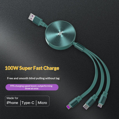 Câble rétractable 3-en-1 USB-C Lightning Micro-USB Packune – photo 3